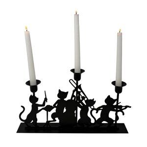 Vintage Penco Black Metal Cat Band 3 Candle Candelabra Taper‎ Candle Holder Gift